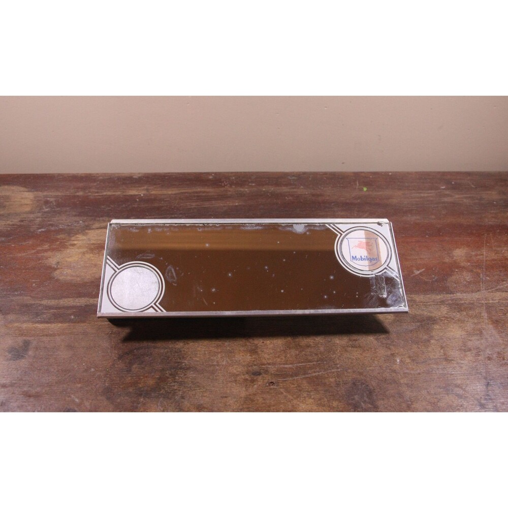 Antique Visor Mirror for Car Vehicle Truck with Mobilgas Advertising, clips on